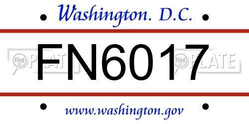 FN6017 District Of Columbia License Plate