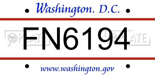 FN6194 District Of Columbia License Plate