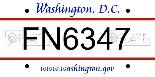 FN6347 District Of Columbia License Plate