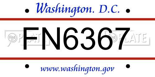 FN6367 District Of Columbia License Plate