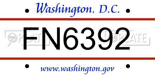 FN6392 District Of Columbia License Plate