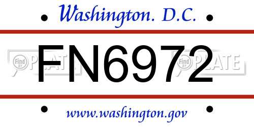 FN6972 District Of Columbia License Plate