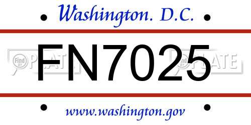 FN7025 District Of Columbia License Plate