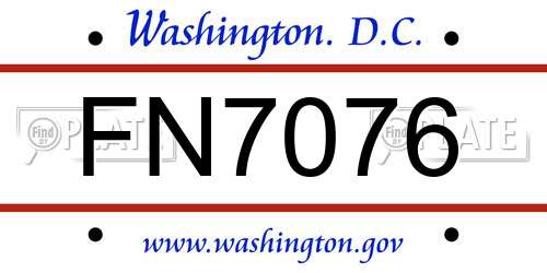 FN7076 District Of Columbia License Plate