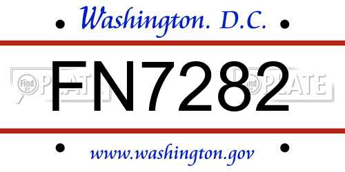 FN7282 District Of Columbia License Plate