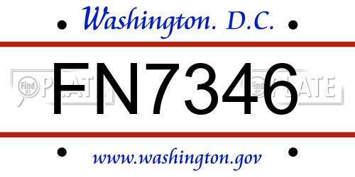 FN7346 District Of Columbia License Plate