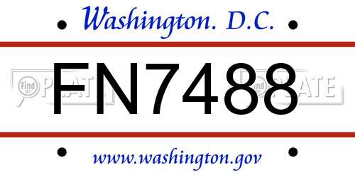 FN7488 District Of Columbia License Plate