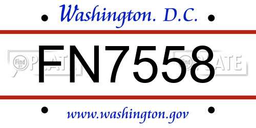 FN7558 District Of Columbia License Plate