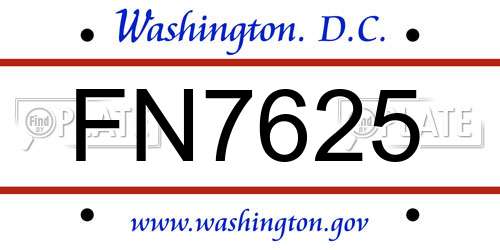 FN7625 District Of Columbia License Plate