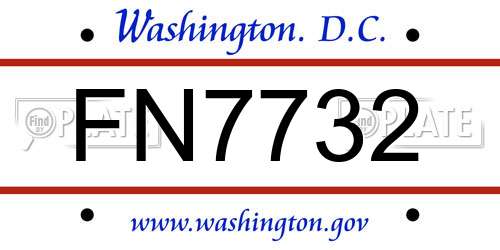 FN7732 District Of Columbia License Plate