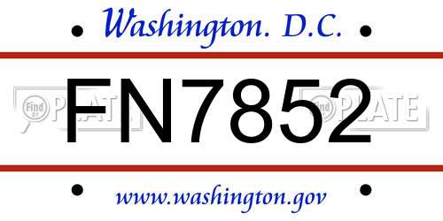 FN7852 District Of Columbia License Plate