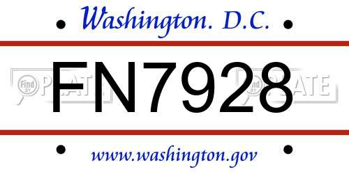 FN7928 District Of Columbia License Plate