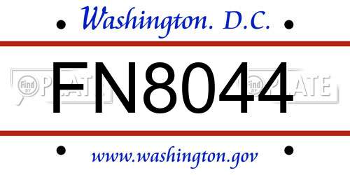 FN8044 District Of Columbia License Plate