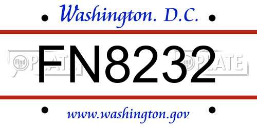 FN8232 District Of Columbia License Plate