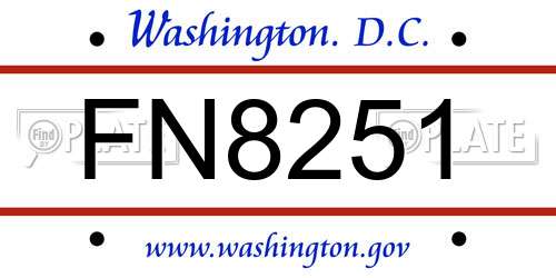FN8251 District Of Columbia License Plate