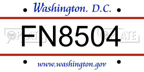 FN8504 District Of Columbia License Plate
