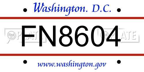 FN8604 District Of Columbia License Plate