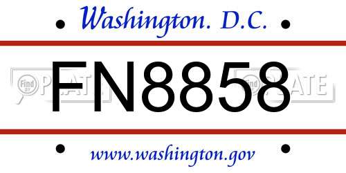 FN8858 District Of Columbia License Plate