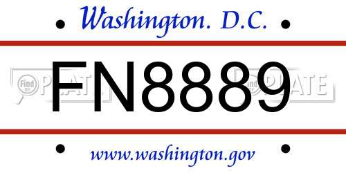 FN8889 District Of Columbia License Plate