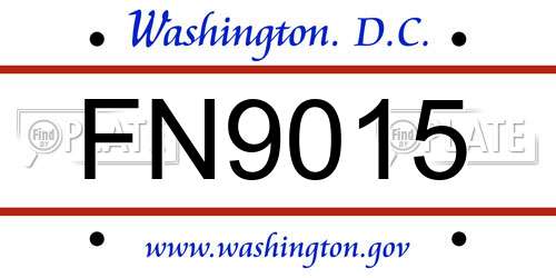 FN9015 District Of Columbia License Plate