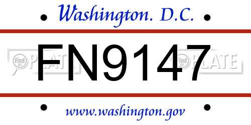 FN9147 District Of Columbia License Plate