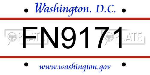 FN9171 District Of Columbia License Plate
