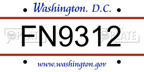 FN9312 District Of Columbia License Plate