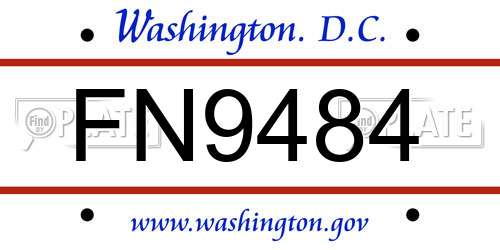 FN9484 District Of Columbia License Plate