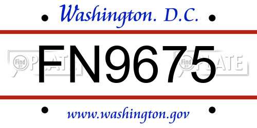 FN9675 District Of Columbia License Plate