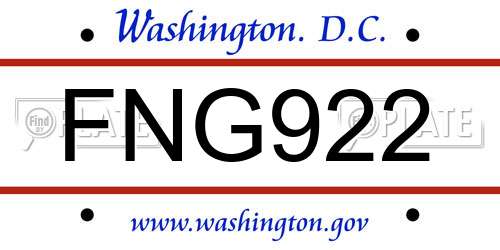 FNG922 District Of Columbia License Plate
