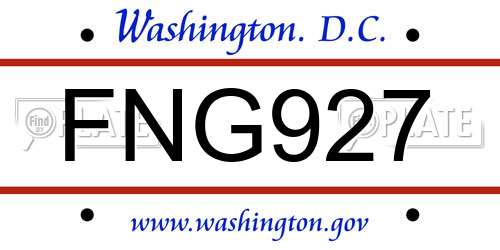 FNG927 District Of Columbia License Plate