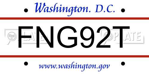 FNG92T District Of Columbia License Plate