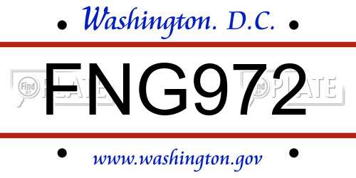 FNG972 District Of Columbia License Plate