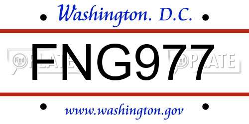 FNG977 District Of Columbia License Plate