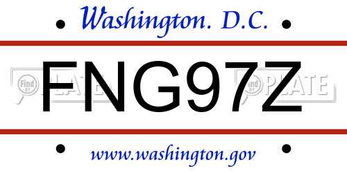 FNG97Z District Of Columbia License Plate