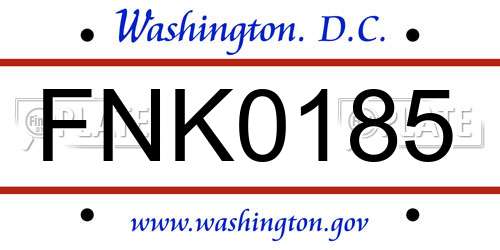 FNK0185 District Of Columbia License Plate