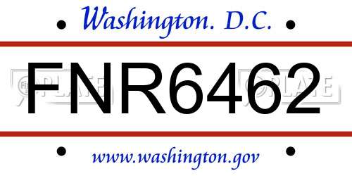 FNR6462 District Of Columbia License Plate