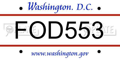 FOD553 District Of Columbia License Plate
