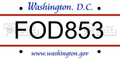 FOD853 District Of Columbia License Plate