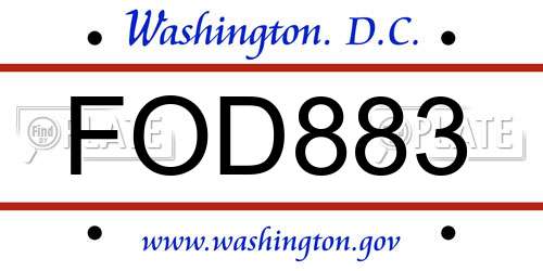FOD883 District Of Columbia License Plate