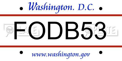 FODB53 District Of Columbia License Plate