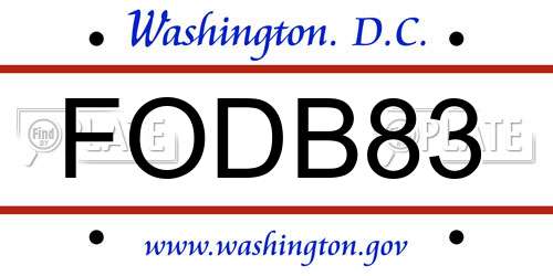 FODB83 District Of Columbia License Plate