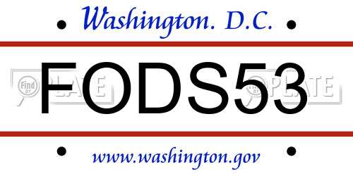 FODS53 District Of Columbia License Plate