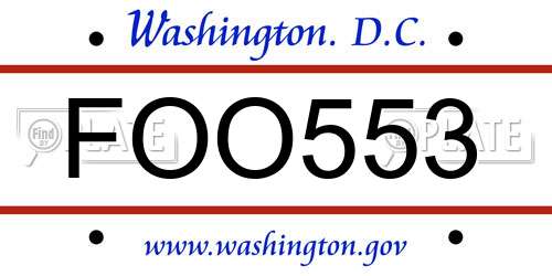 FOO553 District Of Columbia License Plate