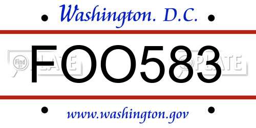 FOO583 District Of Columbia License Plate