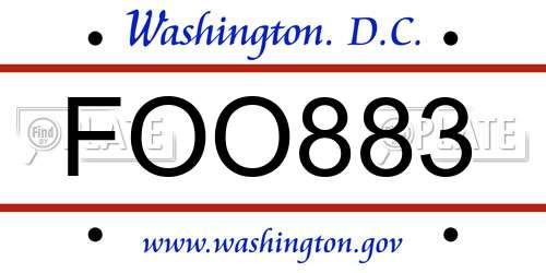 FOO883 District Of Columbia License Plate