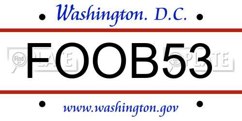 FOOB53 District Of Columbia License Plate