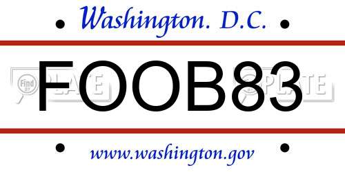 FOOB83 District Of Columbia License Plate