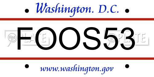 FOOS53 District Of Columbia License Plate