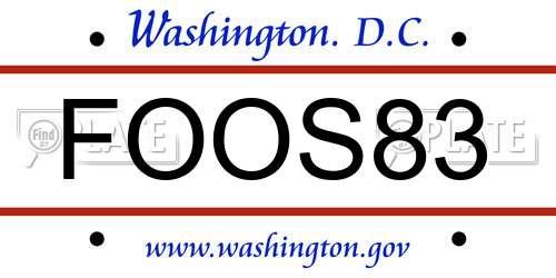 FOOS83 District Of Columbia License Plate